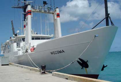  the Research Vessel Wecoma moored at the Port of Saipan