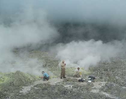 Trio working on the fumaroles